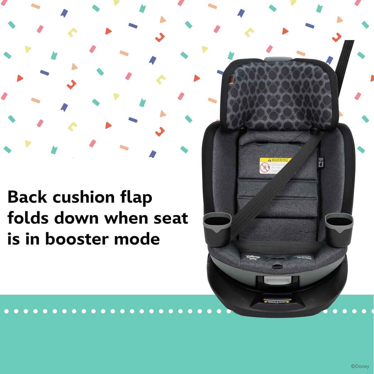 Baby Turn and Go 360 Rotating All-in-One Convertible Car Seat, Vintage Mickey Mouse