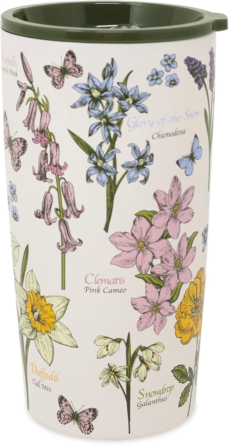 STEEL MILL AND CO. 20 oz Stainless Steel Tumbler, Insulated Wildflower Field Guide Design Travel Mug with Acrylic Slider Lid, Double Wall Coffee Cup for Hot & Cold Drinks (Wildflowers) | Insulated Floral Field Guide Design Travel Mug with Acrylic Slider