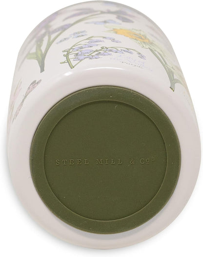 STEEL MILL AND CO. 20 oz Stainless Steel Tumbler, Insulated Wildflower Field Guide Design Travel Mug with Acrylic Slider Lid, Double Wall Coffee Cup for Hot & Cold Drinks (Wildflowers) | Insulated Floral Field Guide Design Travel Mug with Acrylic Slider