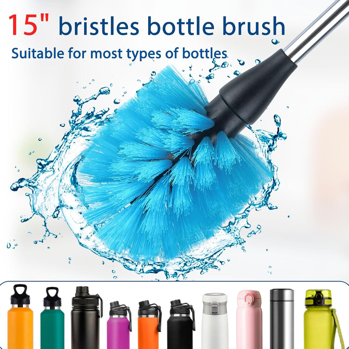 Bottle Brush Cleaner Kit, Water Bottle Washer & Cup Scrubber Brush Set