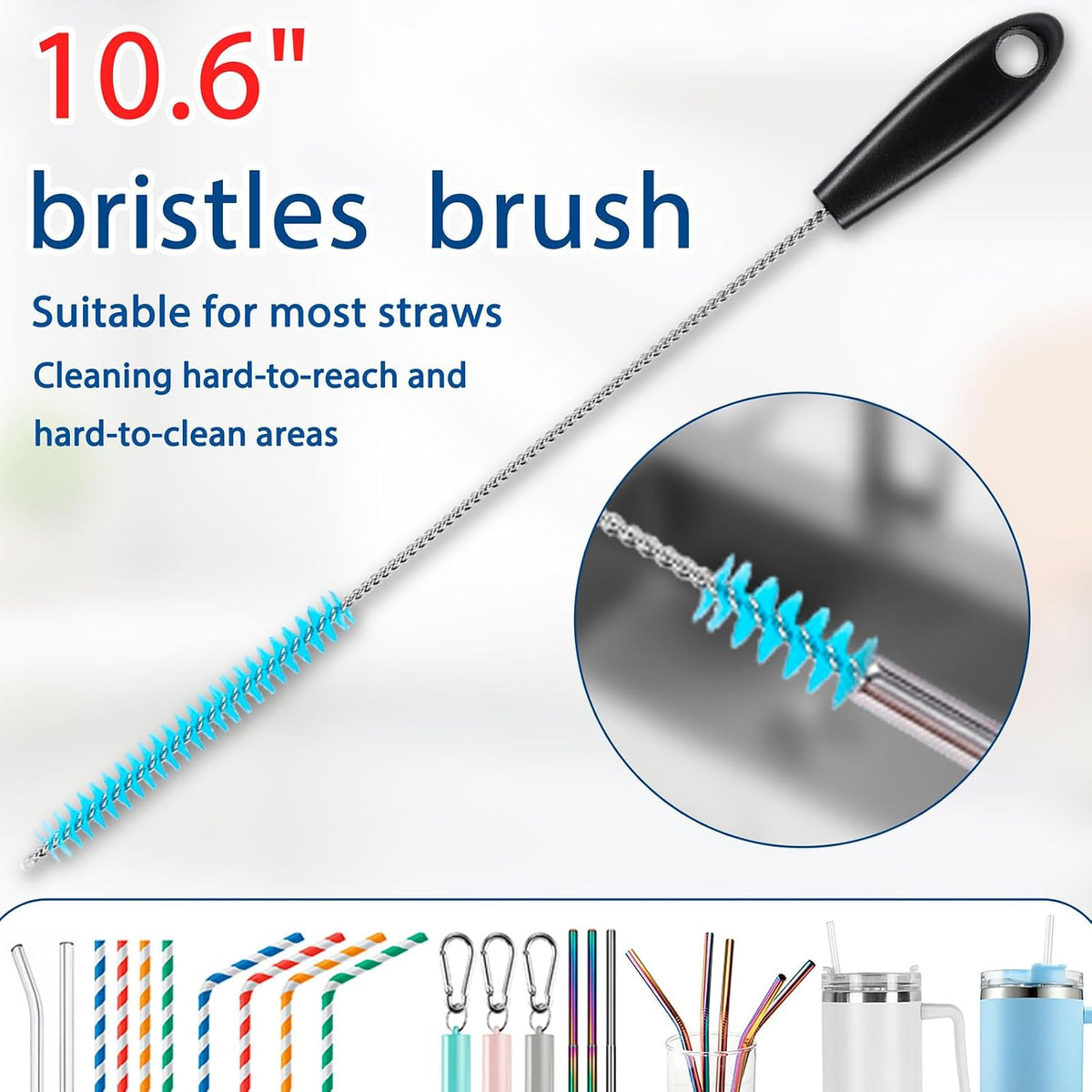 Bottle Brush Cleaner Kit, Water Bottle Washer & Cup Scrubber Brush Set