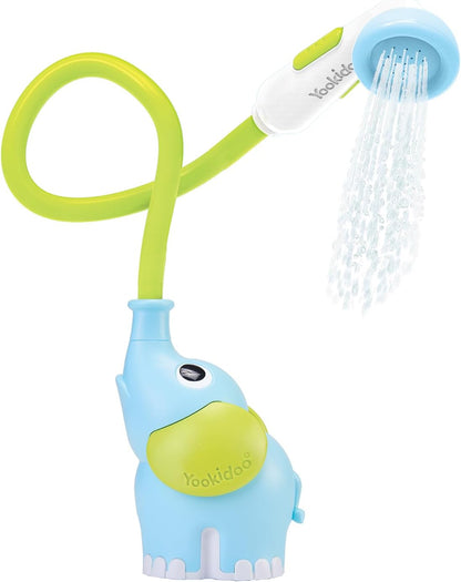 Baby Bath Shower Head - Elephant Water Pump and Trunk Spout Sprayer - One Handed Flow Control for Newborn Babies in Tub Or Sink (Turquoise)
