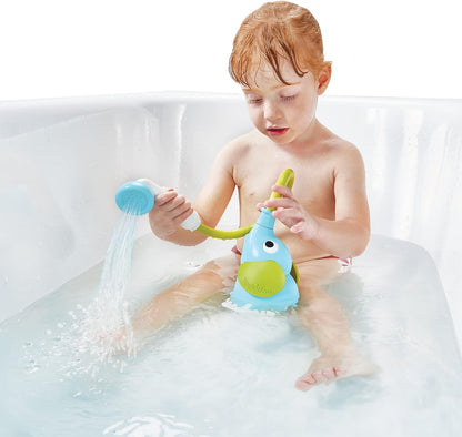 Baby Bath Shower Head - Elephant Water Pump and Trunk Spout Sprayer - One Handed Flow Control for Newborn Babies in Tub Or Sink (Turquoise)