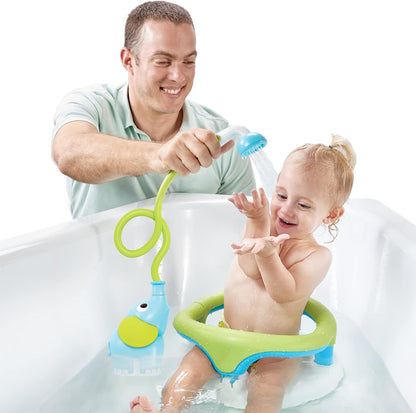 Baby Bath Shower Head - Elephant Water Pump and Trunk Spout Sprayer - One Handed Flow Control for Newborn Babies in Tub Or Sink (Turquoise)