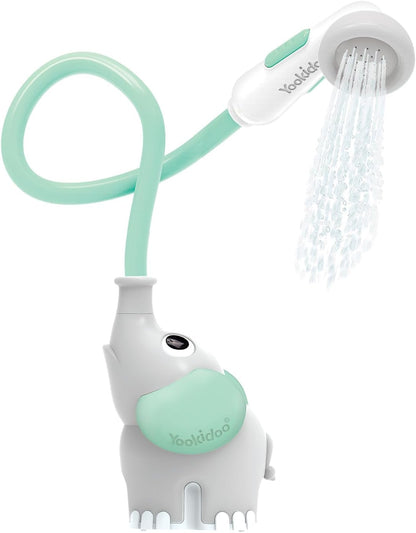 Baby Bath Shower Head - Elephant Water Pump and Trunk Spout Sprayer - One Handed Flow Control for Newborn Babies in Tub Or Sink (Turquoise)