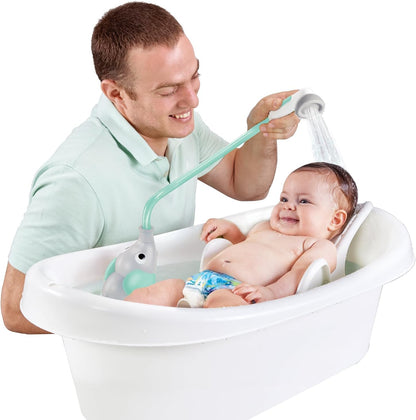 Baby Bath Shower Head - Elephant Water Pump and Trunk Spout Sprayer - One Handed Flow Control for Newborn Babies in Tub Or Sink (Turquoise)