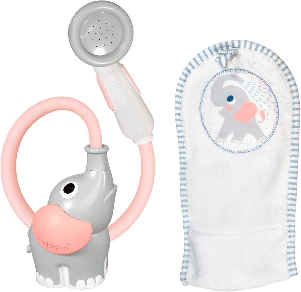 Baby Bath Shower Head - Elephant Water Pump and Trunk Spout Sprayer - One Handed Flow Control for Newborn Babies in Tub Or Sink (Turquoise)