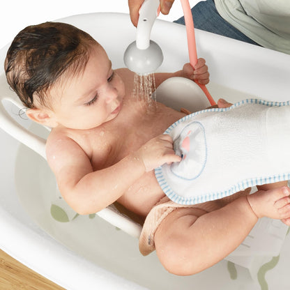 Baby Bath Shower Head - Elephant Water Pump and Trunk Spout Sprayer - One Handed Flow Control for Newborn Babies in Tub Or Sink (Turquoise)