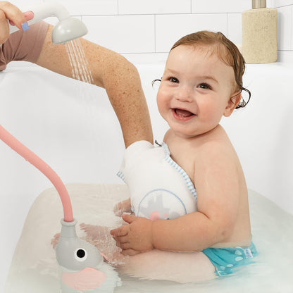 Baby Bath Shower Head - Elephant Water Pump and Trunk Spout Sprayer - One Handed Flow Control for Newborn Babies in Tub Or Sink (Turquoise)