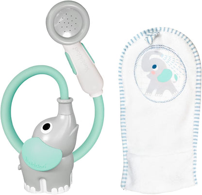 Baby Bath Shower Head - Elephant Water Pump and Trunk Spout Sprayer - One Handed Flow Control for Newborn Babies in Tub Or Sink (Turquoise)