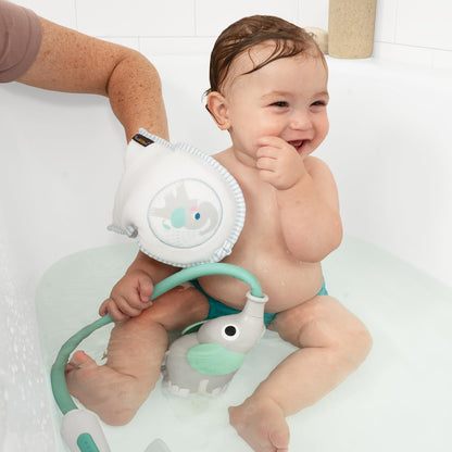 Baby Bath Shower Head - Elephant Water Pump and Trunk Spout Sprayer - One Handed Flow Control for Newborn Babies in Tub Or Sink (Turquoise)