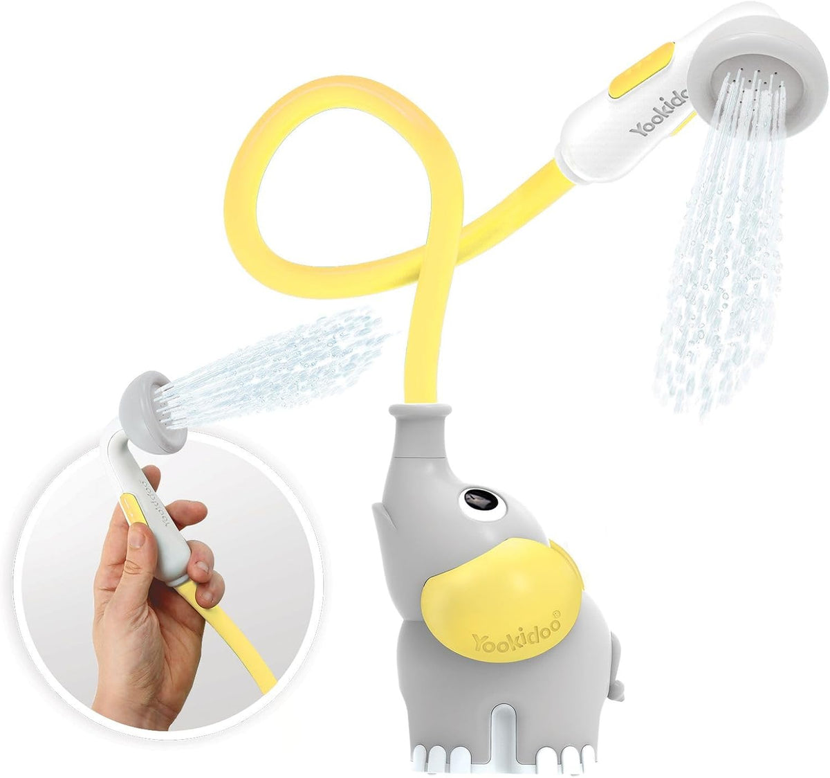 Baby Bath Shower Head - Elephant Water Pump and Trunk Spout Sprayer - One Handed Flow Control for Newborn Babies in Tub Or Sink (Turquoise)