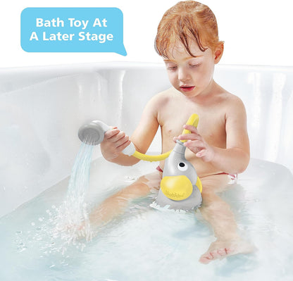 Baby Bath Shower Head - Elephant Water Pump and Trunk Spout Sprayer - One Handed Flow Control for Newborn Babies in Tub Or Sink (Turquoise)