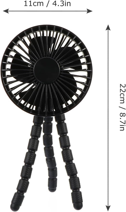 Portable Stroller Clip on Fan Flexible Tripod, Black