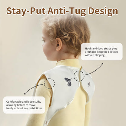 Baby Bibs for Eating,Baby Smock bib with Silicone Catcher, Waterproof Baby Bib Shirt, Baby Feeding Bib for boys & girls, Easy Clean, 6-24M(Beige Love)