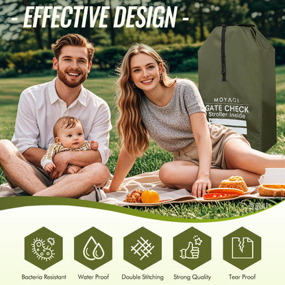 MOYAQI Stroller Travel Bag for Airplane, Gate Check Bag Backpack with Durable Nylon,Adjustable Carry Straps,Infant Carriers & Booster Seats (live Green)