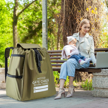 MOYAQI Stroller Travel Bag for Airplane, Gate Check Bag Backpack with Durable Nylon,Adjustable Carry Straps,Infant Carriers & Booster Seats (live Green)