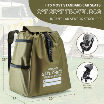 MOYAQI Stroller Travel Bag for Airplane, Gate Check Bag Backpack with Durable Nylon,Adjustable Carry Straps,Infant Carriers & Booster Seats (live Green)
