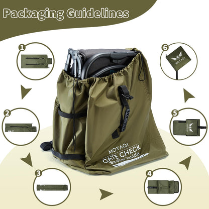 MOYAQI Stroller Travel Bag for Airplane, Gate Check Bag Backpack with Durable Nylon,Adjustable Carry Straps,Infant Carriers & Booster Seats (live Green)