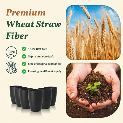 Wheat Straw Cups 12oz Unbreakable & Easy to Clean Cups Reusable Outdoor Drinking Cups for Travel,Camping,Picnic, Refrigerator and Dishwasher Safe Stackable Water Tumblers- White