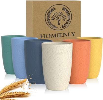 Wheat Straw Cups 12oz Unbreakable & Easy to Clean Cups Reusable Outdoor Drinking Cups for Travel,Camping,Picnic, Refrigerator and Dishwasher Safe Stackable Water Tumblers- White