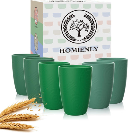 Wheat Straw Cups 12oz Unbreakable & Easy to Clean Cups Reusable Outdoor Drinking Cups for Travel,Camping,Picnic, Refrigerator and Dishwasher Safe Stackable Water Tumblers- White