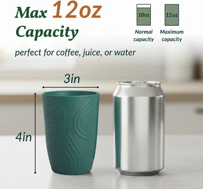 Wheat Straw Cups 12oz Unbreakable & Easy to Clean Cups Reusable Outdoor Drinking Cups for Travel,Camping,Picnic, Refrigerator and Dishwasher Safe Stackable Water Tumblers- White