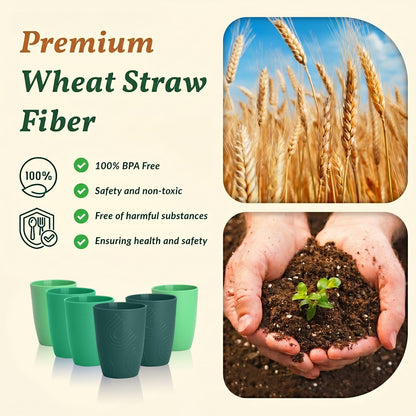 Wheat Straw Cups 12oz Unbreakable & Easy to Clean Cups Reusable Outdoor Drinking Cups for Travel,Camping,Picnic, Refrigerator and Dishwasher Safe Stackable Water Tumblers- White