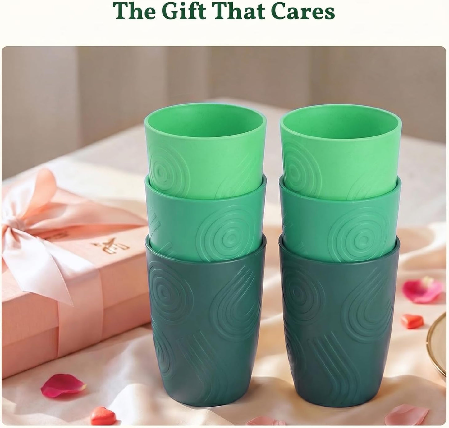 Wheat Straw Cups 12oz Unbreakable & Easy to Clean Cups Reusable Outdoor Drinking Cups for Travel,Camping,Picnic, Refrigerator and Dishwasher Safe Stackable Water Tumblers- White