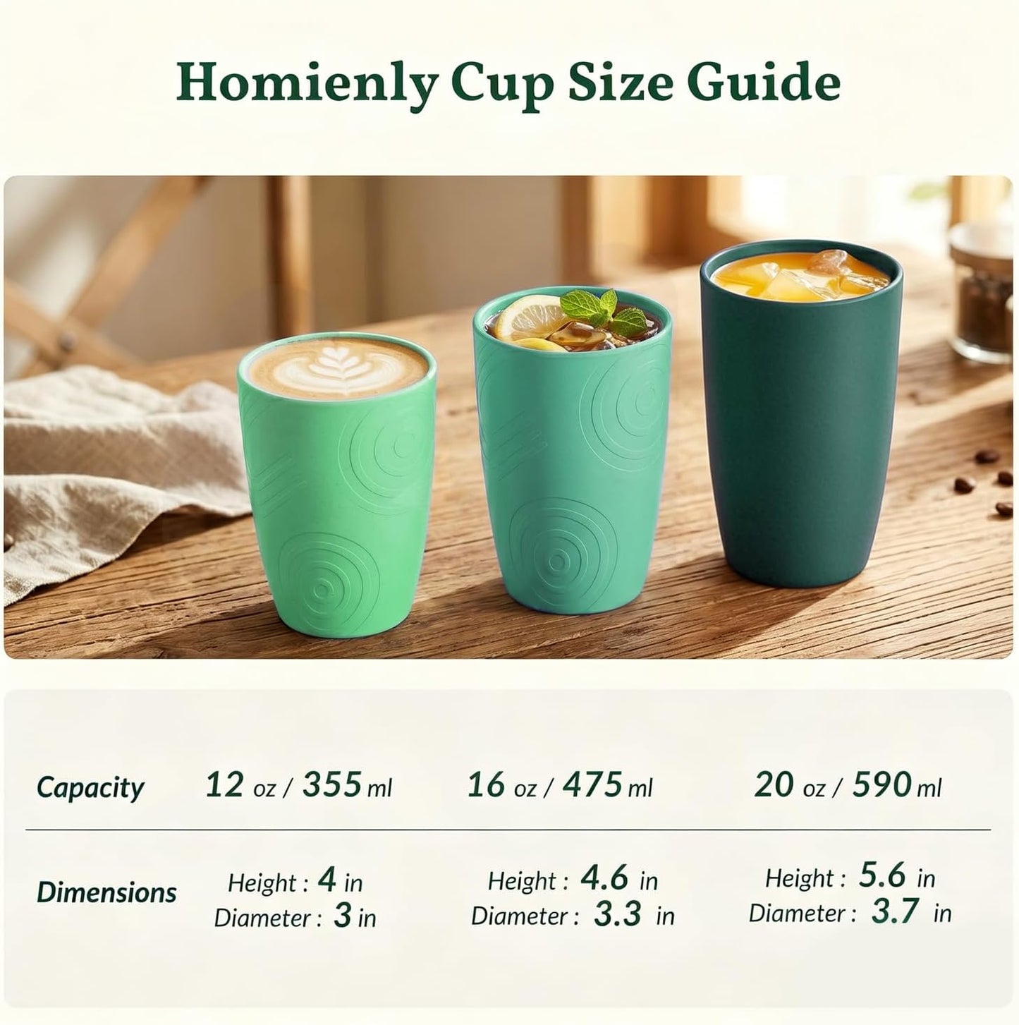 Wheat Straw Cups 12oz Unbreakable & Easy to Clean Cups Reusable Outdoor Drinking Cups for Travel,Camping,Picnic, Refrigerator and Dishwasher Safe Stackable Water Tumblers- White