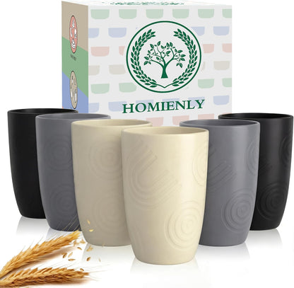 Wheat Straw Cups 12oz Unbreakable & Easy to Clean Cups Reusable Outdoor Drinking Cups for Travel,Camping,Picnic, Refrigerator and Dishwasher Safe Stackable Water Tumblers- White