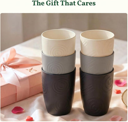 Wheat Straw Cups 12oz Unbreakable & Easy to Clean Cups Reusable Outdoor Drinking Cups for Travel,Camping,Picnic, Refrigerator and Dishwasher Safe Stackable Water Tumblers- White