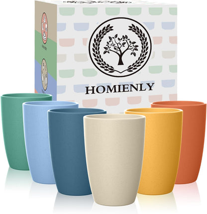 Wheat Straw Cups 12oz Unbreakable & Easy to Clean Cups Reusable Outdoor Drinking Cups for Travel,Camping,Picnic, Refrigerator and Dishwasher Safe Stackable Water Tumblers- White