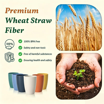 Wheat Straw Cups 12oz Unbreakable & Easy to Clean Cups Reusable Outdoor Drinking Cups for Travel,Camping,Picnic, Refrigerator and Dishwasher Safe Stackable Water Tumblers- White