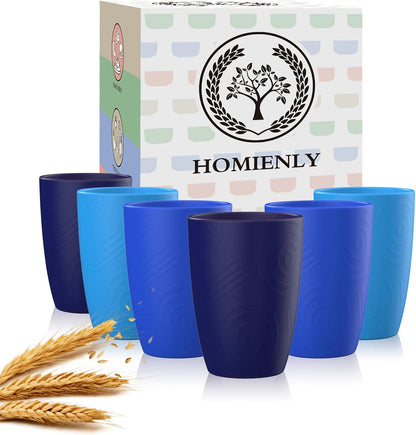Wheat Straw Cups 12oz Unbreakable & Easy to Clean Cups Reusable Outdoor Drinking Cups for Travel,Camping,Picnic, Refrigerator and Dishwasher Safe Stackable Water Tumblers- White