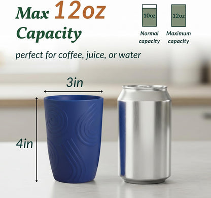 Wheat Straw Cups 12oz Unbreakable & Easy to Clean Cups Reusable Outdoor Drinking Cups for Travel,Camping,Picnic, Refrigerator and Dishwasher Safe Stackable Water Tumblers- White
