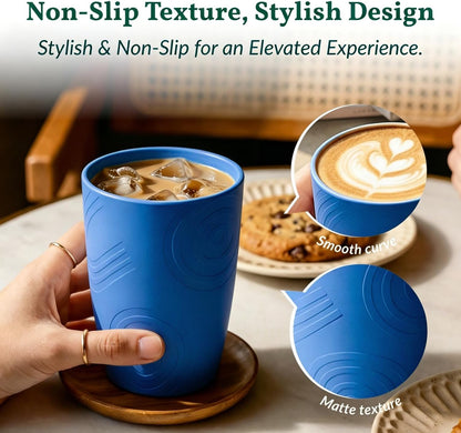 Wheat Straw Cups 12oz Unbreakable & Easy to Clean Cups Reusable Outdoor Drinking Cups for Travel,Camping,Picnic, Refrigerator and Dishwasher Safe Stackable Water Tumblers- White