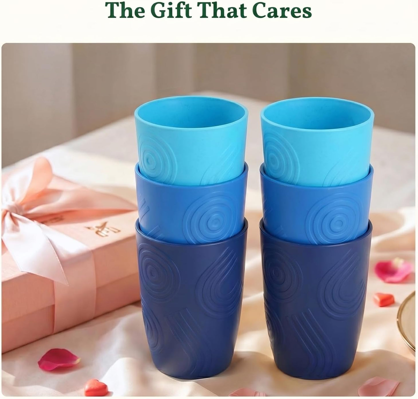Wheat Straw Cups 12oz Unbreakable & Easy to Clean Cups Reusable Outdoor Drinking Cups for Travel,Camping,Picnic, Refrigerator and Dishwasher Safe Stackable Water Tumblers- White