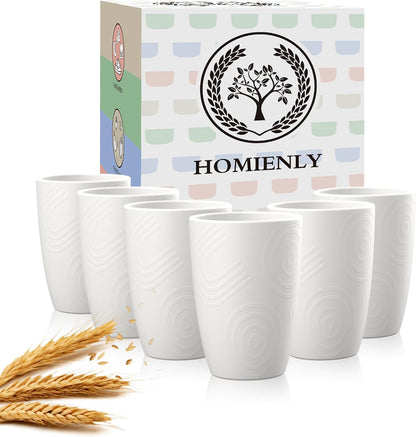Wheat Straw Cups 12oz Unbreakable & Easy to Clean Cups Reusable Outdoor Drinking Cups for Travel,Camping,Picnic, Refrigerator and Dishwasher Safe Stackable Water Tumblers- White