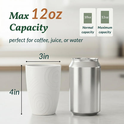 Wheat Straw Cups 12oz Unbreakable & Easy to Clean Cups Reusable Outdoor Drinking Cups for Travel,Camping,Picnic, Refrigerator and Dishwasher Safe Stackable Water Tumblers- White