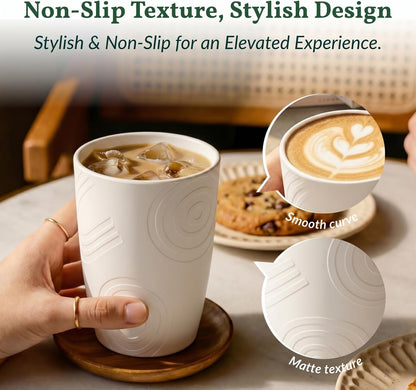 Wheat Straw Cups 12oz Unbreakable & Easy to Clean Cups Reusable Outdoor Drinking Cups for Travel,Camping,Picnic, Refrigerator and Dishwasher Safe Stackable Water Tumblers- White