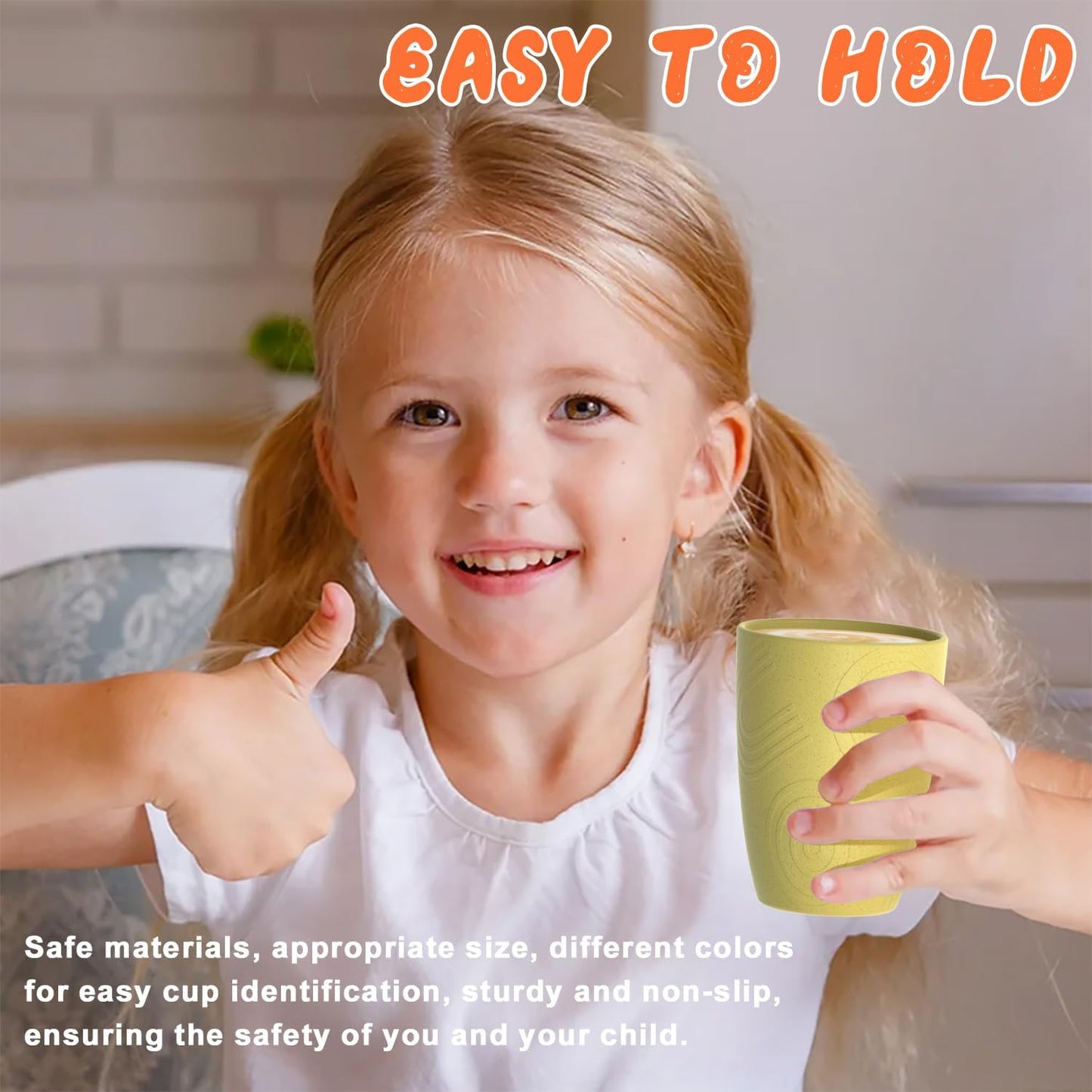 Wheat Straw Cups 12oz Unbreakable & Easy to Clean Cups Reusable Outdoor Drinking Cups for Travel,Camping,Picnic, Refrigerator and Dishwasher Safe Stackable Water Tumblers- White
