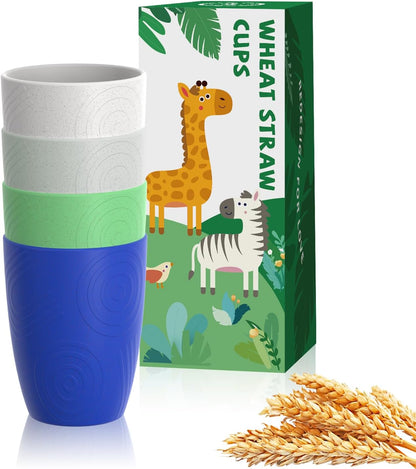 Wheat Straw Cups 12oz Unbreakable & Easy to Clean Cups Reusable Outdoor Drinking Cups for Travel,Camping,Picnic, Refrigerator and Dishwasher Safe Stackable Water Tumblers- White