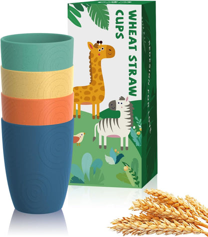 Wheat Straw Cups 12oz Unbreakable & Easy to Clean Cups Reusable Outdoor Drinking Cups for Travel,Camping,Picnic, Refrigerator and Dishwasher Safe Stackable Water Tumblers- White