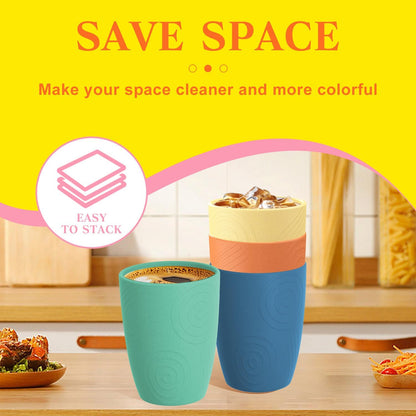 Wheat Straw Cups 12oz Unbreakable & Easy to Clean Cups Reusable Outdoor Drinking Cups for Travel,Camping,Picnic, Refrigerator and Dishwasher Safe Stackable Water Tumblers- White