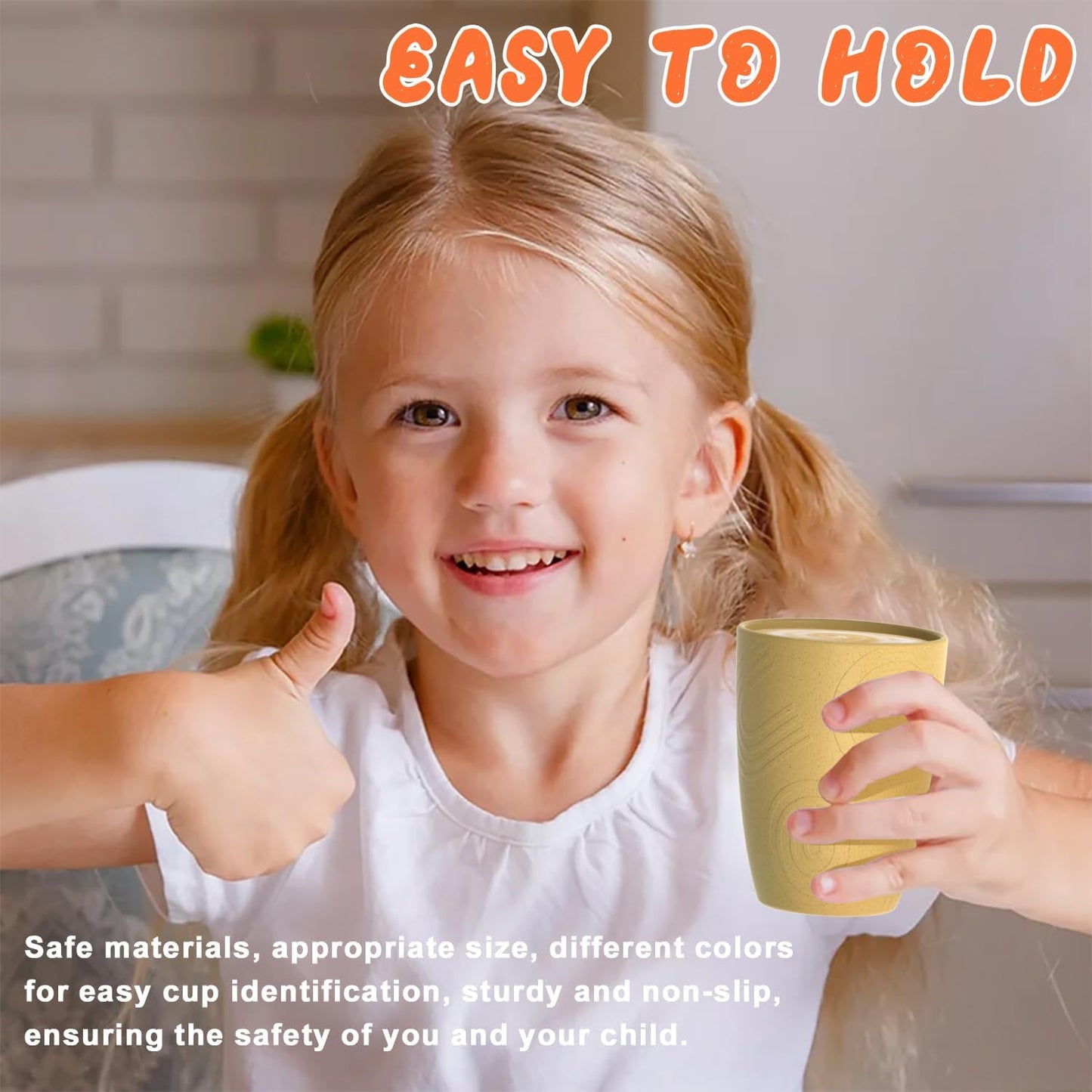 Wheat Straw Cups 12oz Unbreakable & Easy to Clean Cups Reusable Outdoor Drinking Cups for Travel,Camping,Picnic, Refrigerator and Dishwasher Safe Stackable Water Tumblers- White