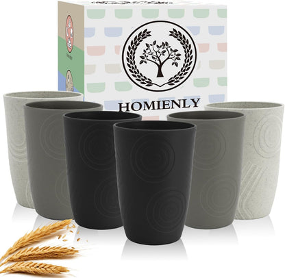 Wheat Straw Cups 12oz Unbreakable & Easy to Clean Cups Reusable Outdoor Drinking Cups for Travel,Camping,Picnic, Refrigerator and Dishwasher Safe Stackable Water Tumblers- White