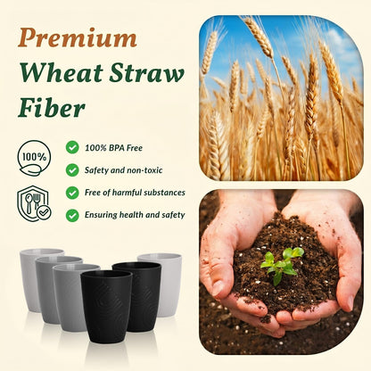 Wheat Straw Cups 12oz Unbreakable & Easy to Clean Cups Reusable Outdoor Drinking Cups for Travel,Camping,Picnic, Refrigerator and Dishwasher Safe Stackable Water Tumblers- White
