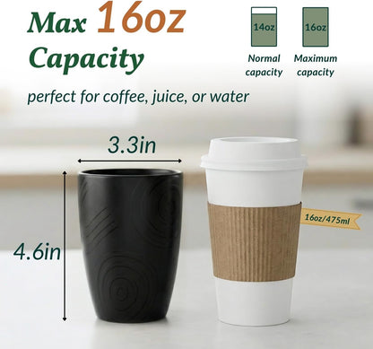 Wheat Straw Cups 12oz Unbreakable & Easy to Clean Cups Reusable Outdoor Drinking Cups for Travel,Camping,Picnic, Refrigerator and Dishwasher Safe Stackable Water Tumblers- White