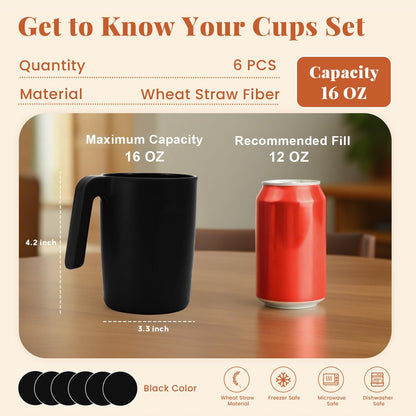 Wheat Straw Cups 12oz Unbreakable & Easy to Clean Cups Reusable Outdoor Drinking Cups for Travel,Camping,Picnic, Refrigerator and Dishwasher Safe Stackable Water Tumblers- White